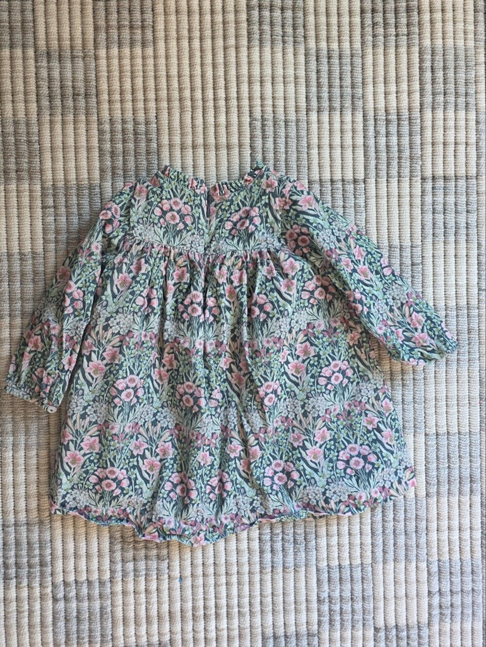 Jacadi X Liberty Floral Green & Pink Long-Sleeve Corduroy Smocked Dress - Picture 3 of 3